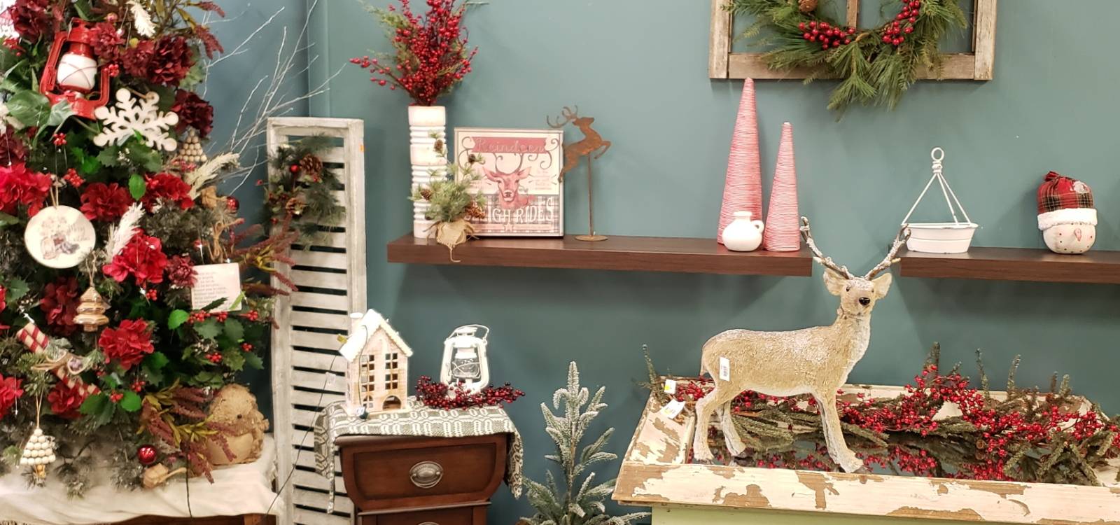 We have the best selection of Christmas! Everything pine, ornaments, trees, and plenty of seasonal decor!